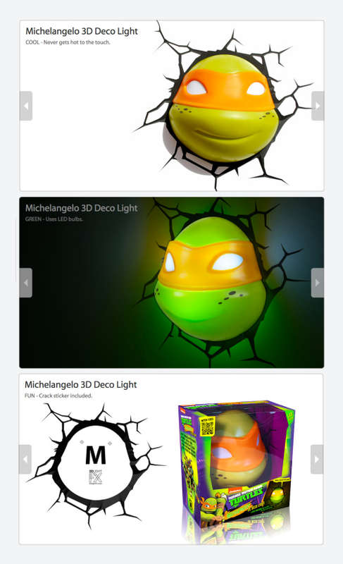 MICHAELANGELOU TEENAGE MUTANT NINJA TURTLES HEAD FX 3D Deco wall light - mint in box