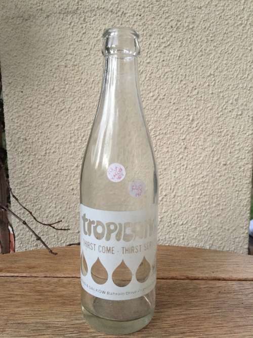 TROPICANA Glass Bottle DAVID and SALKOW Cape Town - 1980s