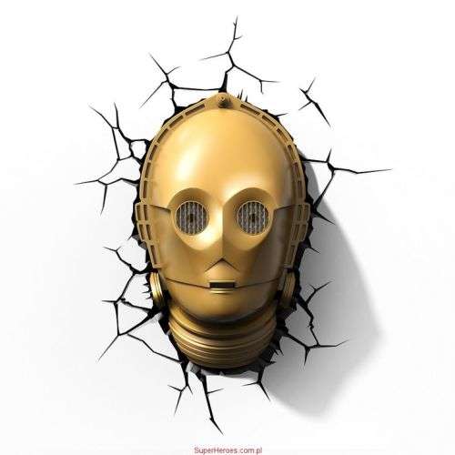 DISNEY STAR WARS C3P0 HEAD FX 3D Deco wall light - mint in box