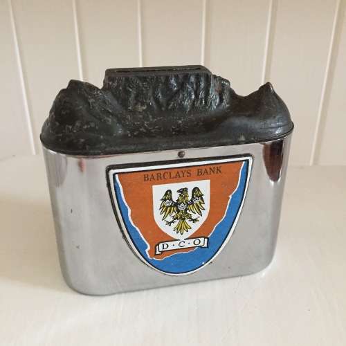 Vintage South Africa Barclays Bank Metal Table Mountain Money Box - 1960s 1950s