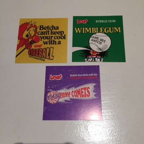 3 x Sticker lot FIRE BALLS and FIREY COMETS and WIMBLEDON BALLS - LEAF Sweets Mid 1980s South Africa