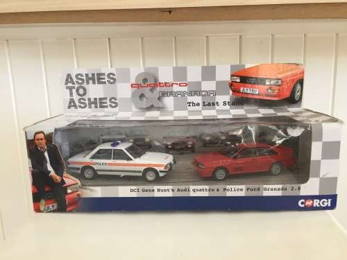 CORGI CC02799 BBC ASHES TO ASHES DCI Gene Hunt's Audi Quattro & Police Ford Granada 2.8 mint in box