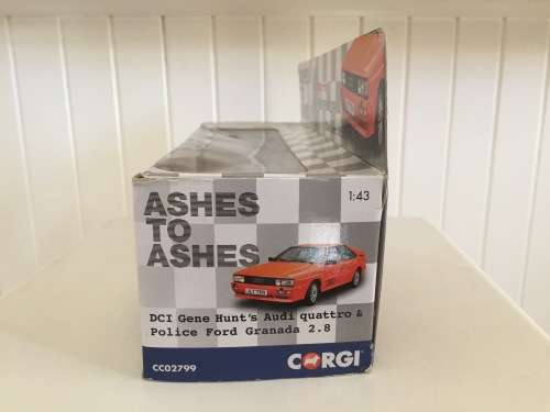 CORGI CC02799 BBC ASHES TO ASHES DCI Gene Hunt's Audi Quattro & Police Ford Granada 2.8 mint in box