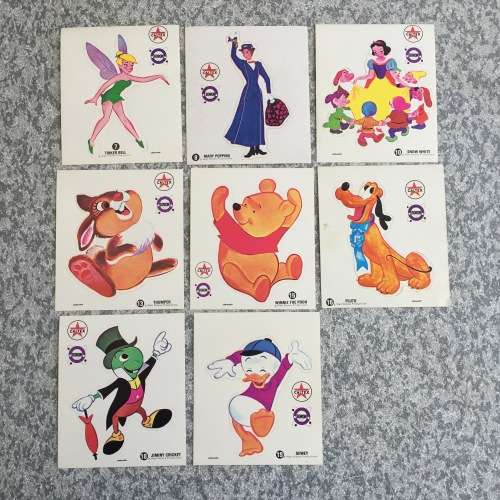 Texaco Caltex Oil DISNEY lot of 8 STICKERS Early 1970s South Africa exclusive