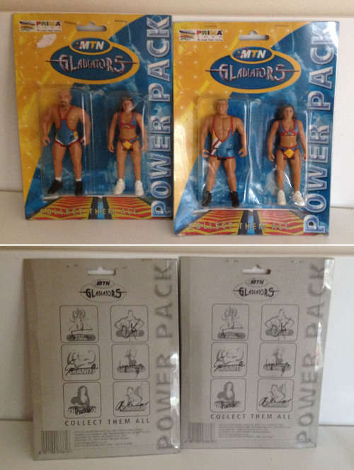 MTN SOUTH AFRICA GLADIATORS 4 figure set and Colour in book - near mint on sealed card