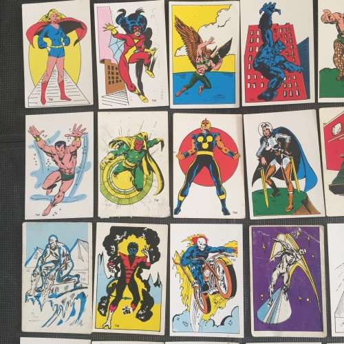 58 cards from DC MARVEL SUPER HEROES SWOP SENSATION 1982 Colin Penn Promotions Durban South Africa