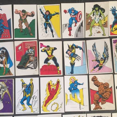 58 cards from DC MARVEL SUPER HEROES SWOP SENSATION 1982 Colin Penn Promotions Durban South Africa