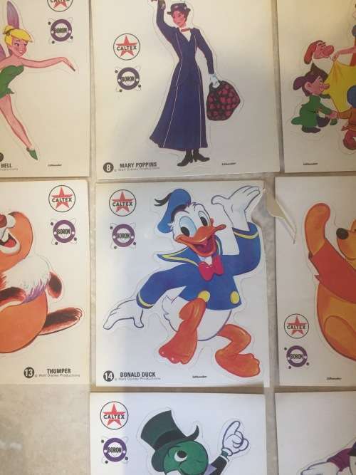 Texaco Caltex Oil DISNEY lot of 15 STICKERS Early 1970s South Africa exclusive