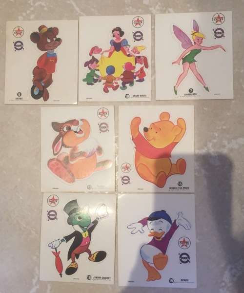 Texaco Caltex Oil DISNEY lot of 7 STICKERS Early 1970s South Africa exclusive