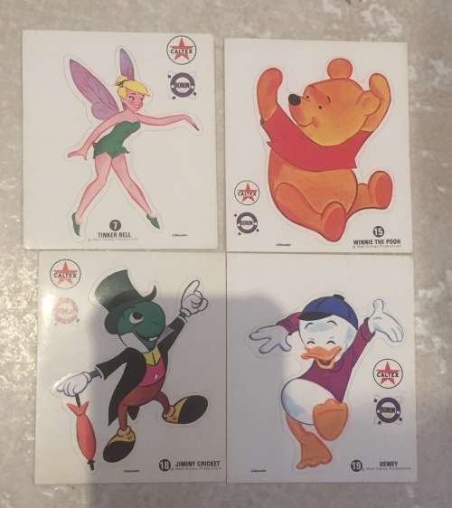 Texaco Caltex Oil DISNEY lot of 4 STICKERS Early 1970s South Africa exclusive