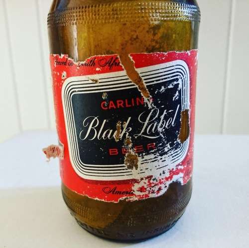 Vintage 1980s Dumpy Bottle BLACK LABEL BEER SAB with original paper label