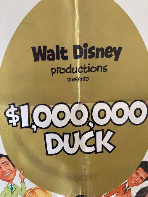 100% Original Vintage 1971 Walt Disney THE $1000000 DUCK Movie Poster - USA print