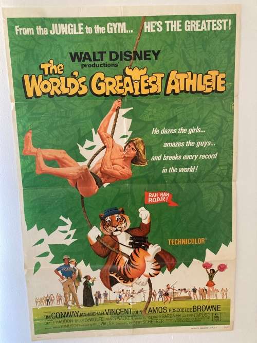 100% Original 1973 Walt Disney THE WORLDS GREATEST ATHLETE Movie Poster - USA print