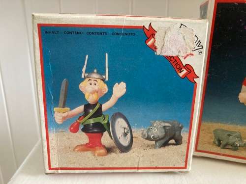 Vintage ASTERIX and OBELIX Action Figures mint in box from 1980 Asterix Play series by Toy Cloud