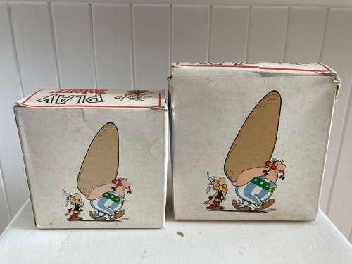 Vintage ASTERIX and OBELIX Action Figures mint in box from 1980 Asterix Play series by Toy Cloud