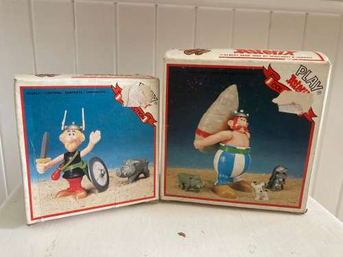 Vintage ASTERIX and OBELIX Action Figures mint in box from 1980 Asterix Play series by Toy Cloud