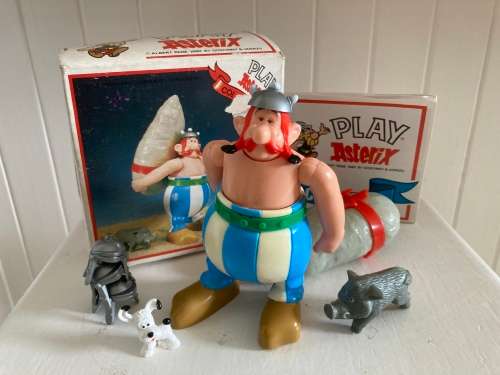 Vintage ASTERIX and OBELIX Action Figures mint in box from 1980 Asterix Play series by Toy Cloud
