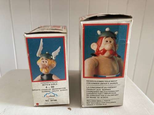 Vintage ASTERIX and OBELIX Action Figures mint in box from 1980 Asterix Play series by Toy Cloud