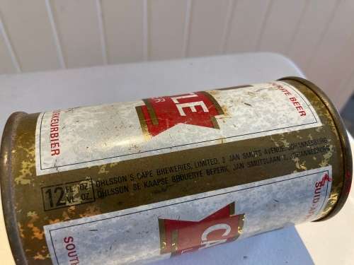 Vintage 1960s CASTLE LAGER open steel Beer can South Africa