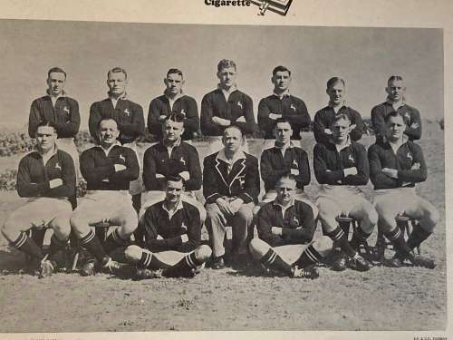 Rare 1949 Springbok South Africa Rugby Team photo with printer Signatures Springbok cigarettes promo