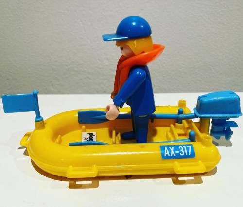 Vintage 1980s Playmobil Clicky No 3574 Fisherman with boat set