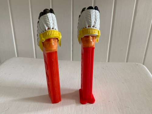 Vintage PEZ 2 x Indian Chief - no feet - complete with a 2nd incomplete one