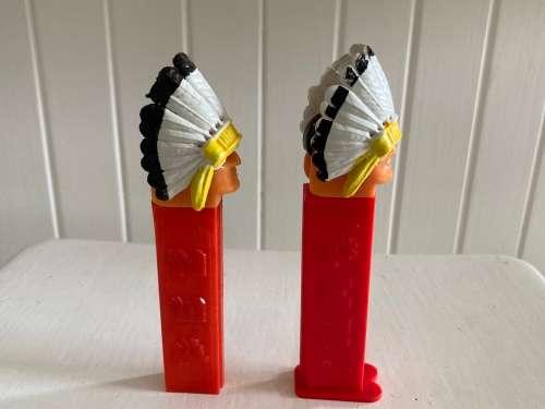 Vintage PEZ 2 x Indian Chief - no feet - complete with a 2nd incomplete one