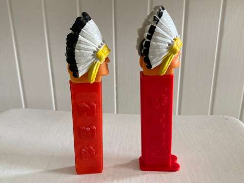 Vintage PEZ 2 x Indian Chief - no feet - complete with a 2nd incomplete one