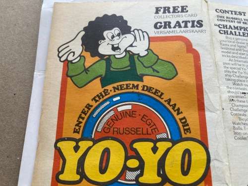 Genuine South African 1976 RUSSELL Yo-Yo Coca Cola Sprite & Fanta Competition Bottle Liner Pamphlet
