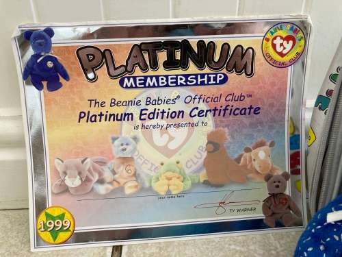 Vintage TY Beanie Babies 1998 10th Anniversary Decade Bear & special edition Members Kit