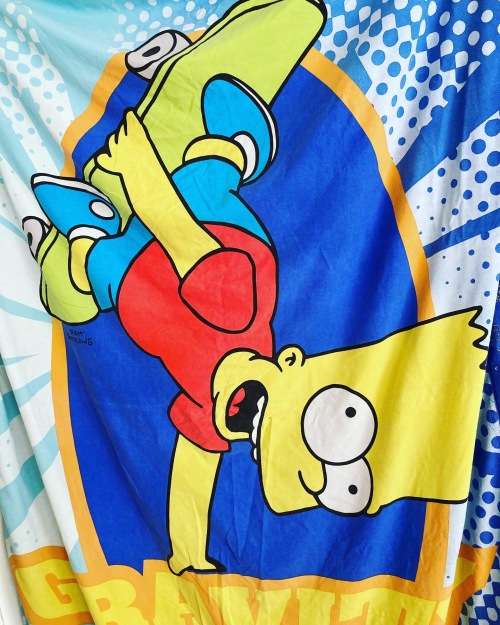 Original 1990s licensed THE SIMPSONS Bart Simpsons skateboarding kids Single Bed Duvet Cover