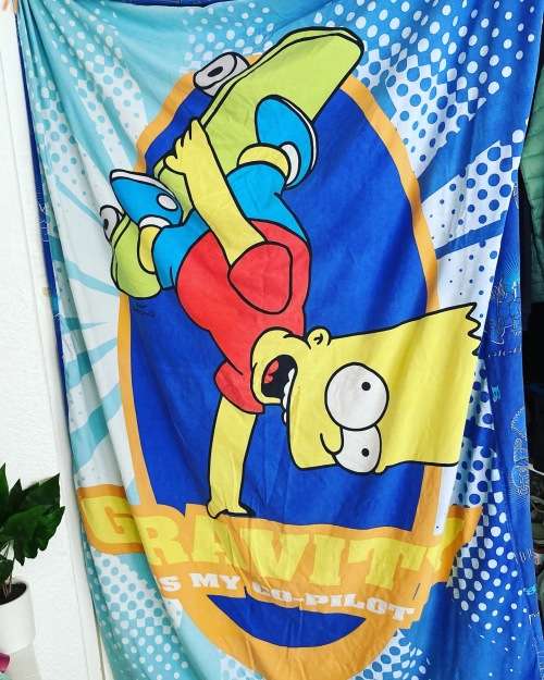 Original 1990s licensed THE SIMPSONS Bart Simpsons skateboarding kids Single Bed Duvet Cover