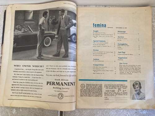 FEMINA Magazine September 15, 1960 - R250.  Features beautiful 60s illustrations artwork
