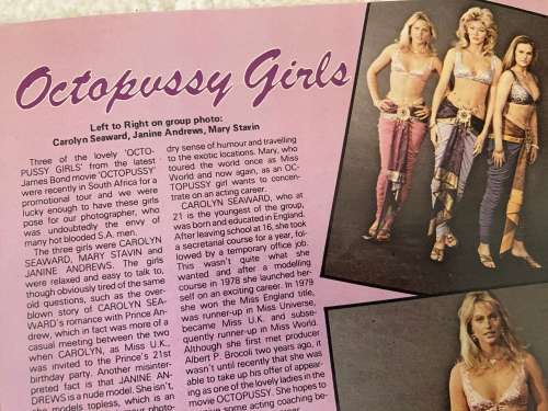 The James Bond Octopussy girls featured in South Africa STAG The mans magazine August 1983