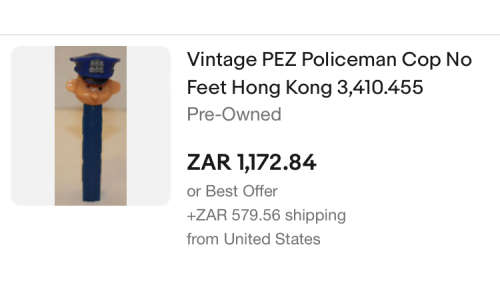 Vintage Super rare PEZ Policeman no feet version 1970s