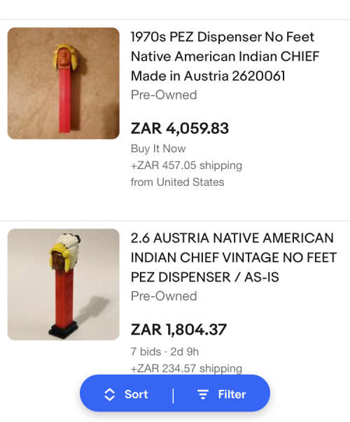 Vintage PEZ 2 x Indian Chief - no feet - complete with a 2nd incomplete one