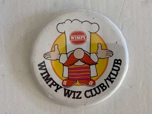 1980s South African WIMPY WIZ Kids CLUB KLUB badge