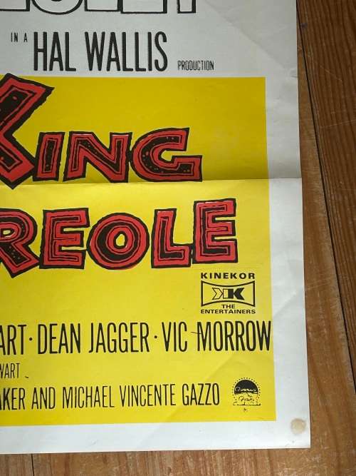 100% Original 1960s Elvis Presley KING CREOLE Movie Poster - South African print