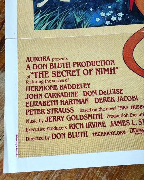 100% original 1982 The Secret of NIMH USA movie theatre poster
