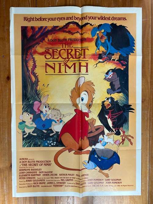 100% original 1982 The Secret of NIMH USA movie theatre poster