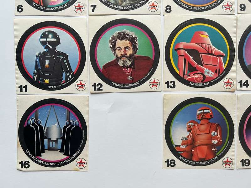 South Africa 1979 Texaco Caltex Oil DISNEY THE BLACK HOLE MOVIE 18 of 20 STICKERS