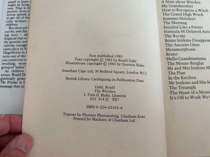 Roald Dahl THE WITCHES First Edition 1983