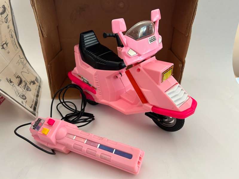 Vintage 1980s Barbie Doll style REMOTE CONTROL ACTION SCOOTER mint in box by Arco Toys Hong Kong