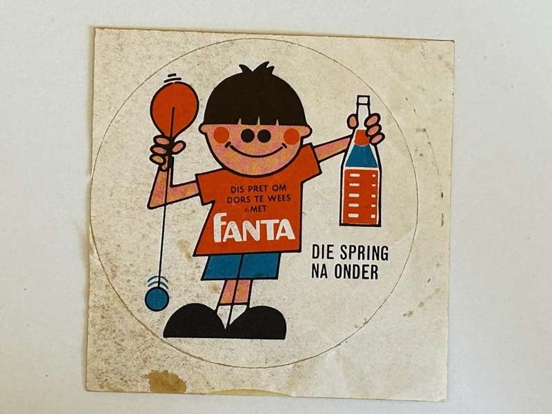 very rare Genuine South African Coca Cola company 1969 FANTA Russell DINGBAT DING BAT Promo Sticker