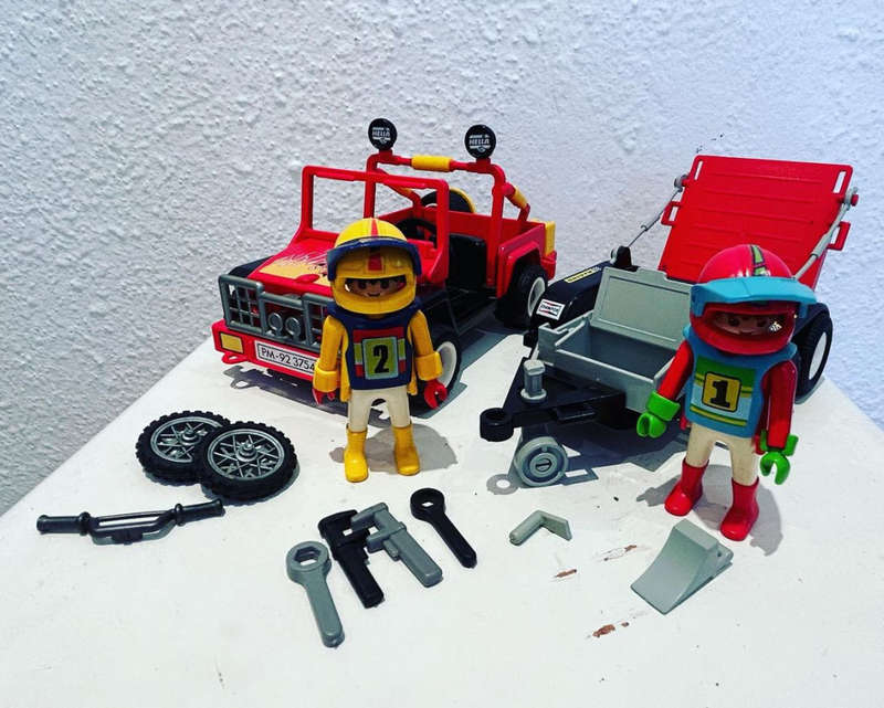 Vintage PLAYMOBIL 3754 THE DIRT BIKES and RED JEEP set released 1988