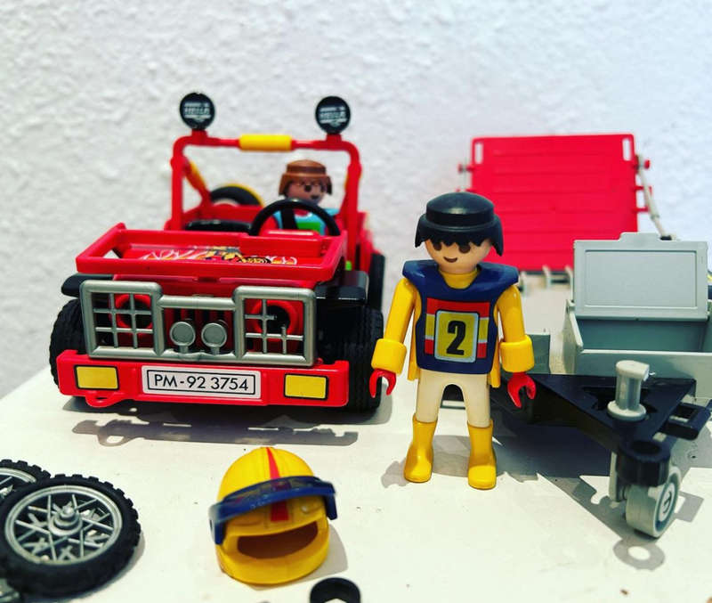 Vintage PLAYMOBIL 3754 THE DIRT BIKES and RED JEEP set released 1988