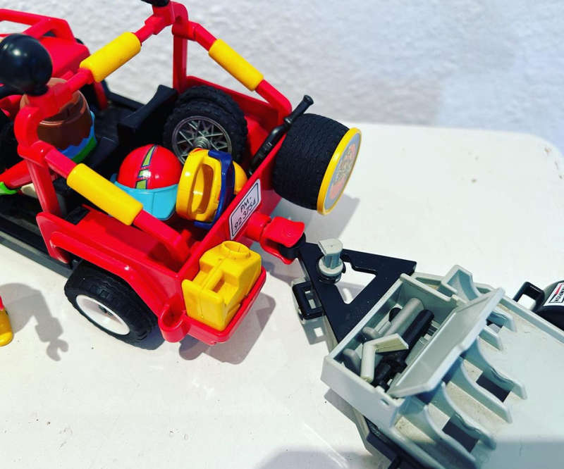 Vintage PLAYMOBIL 3754 THE DIRT BIKES and RED JEEP set released 1988