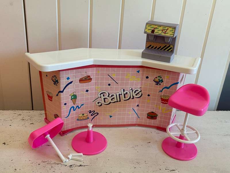 Vintage 1989 BARBIE POP Old School Diner Cafe Set by Arco & Mattel Toys licensed Barbie product