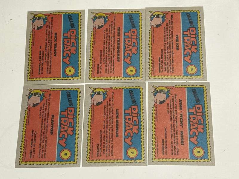 11 x DICK TRACY movie Cards by TOPPS 1990