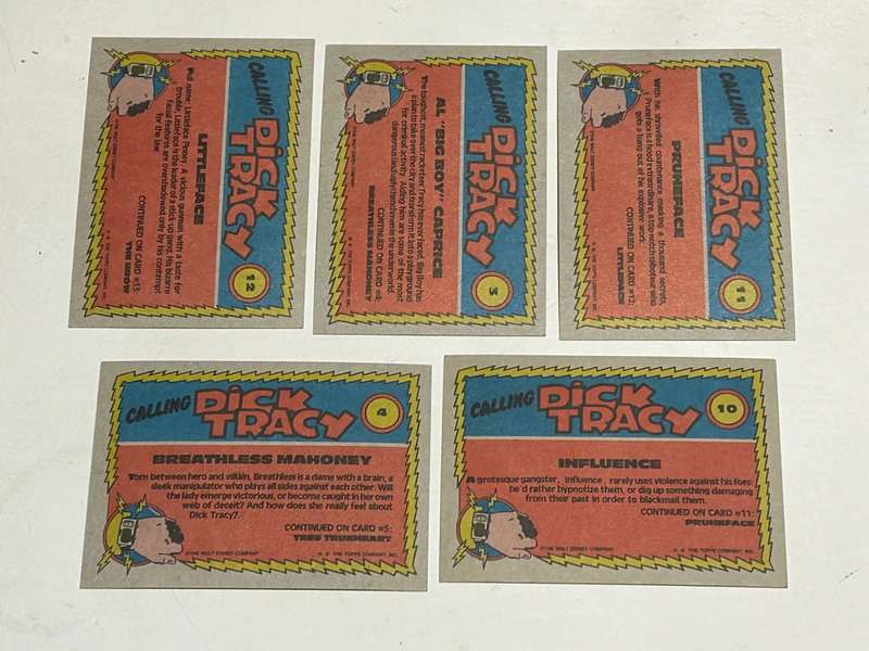11 x DICK TRACY movie Cards by TOPPS 1990